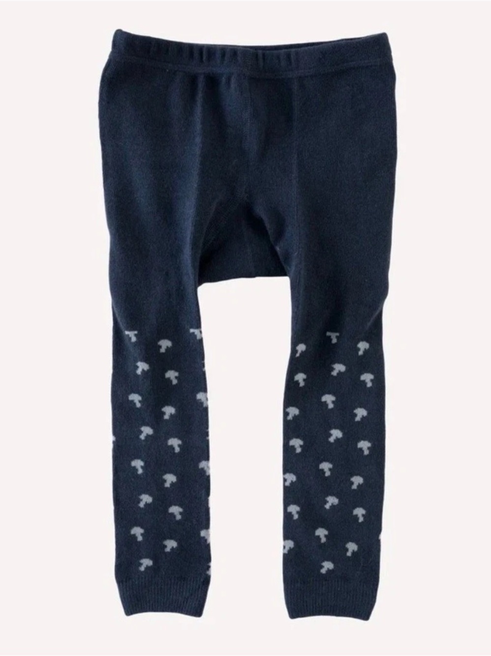 NWT Kate Quinn Organic Cotton Jacquard Navy Baby Footless Tights 18-24m Mushroom